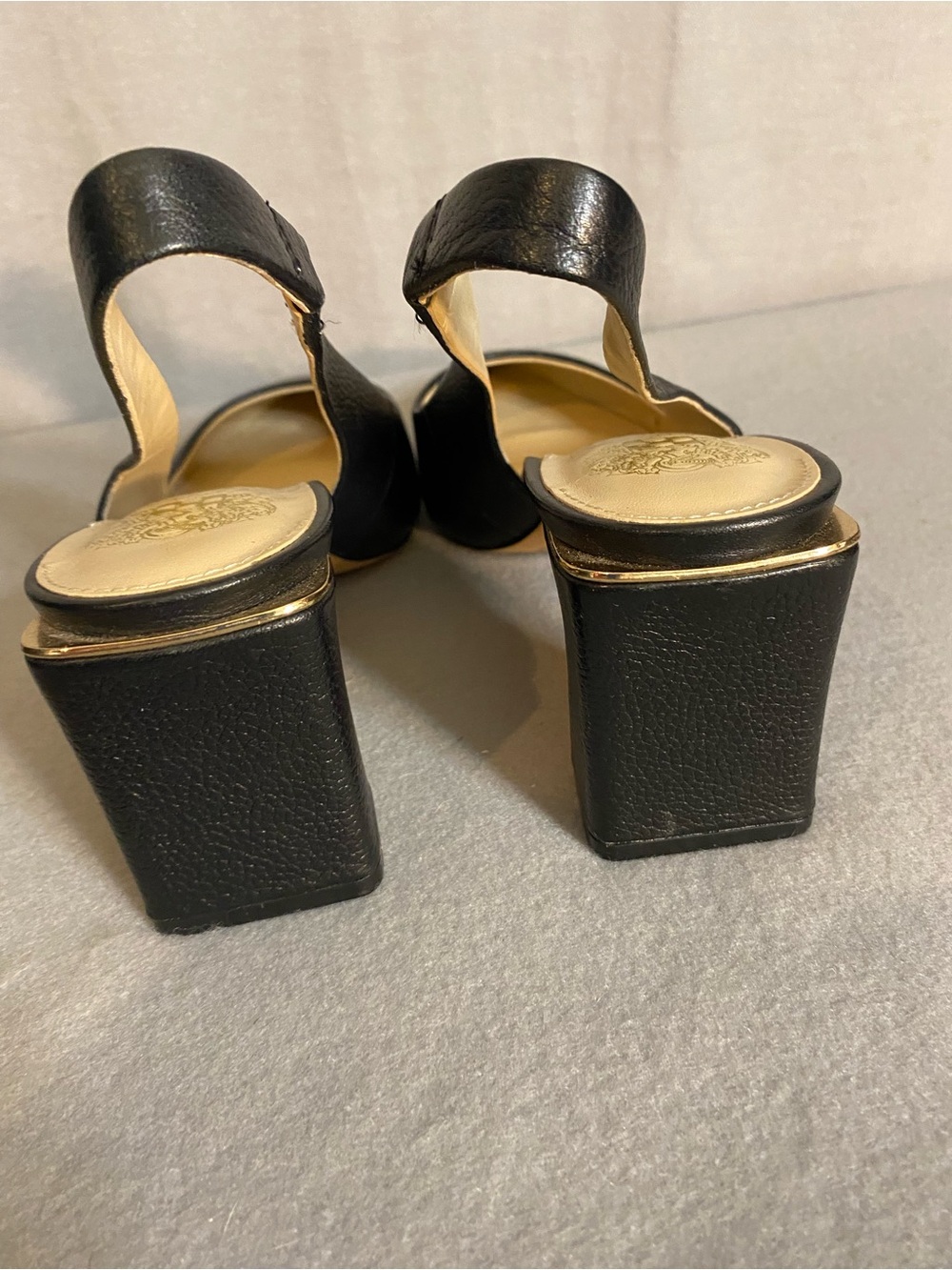 Vince Camuto Black Leather Pointed Slingback Pumps - Picture 4 of 6